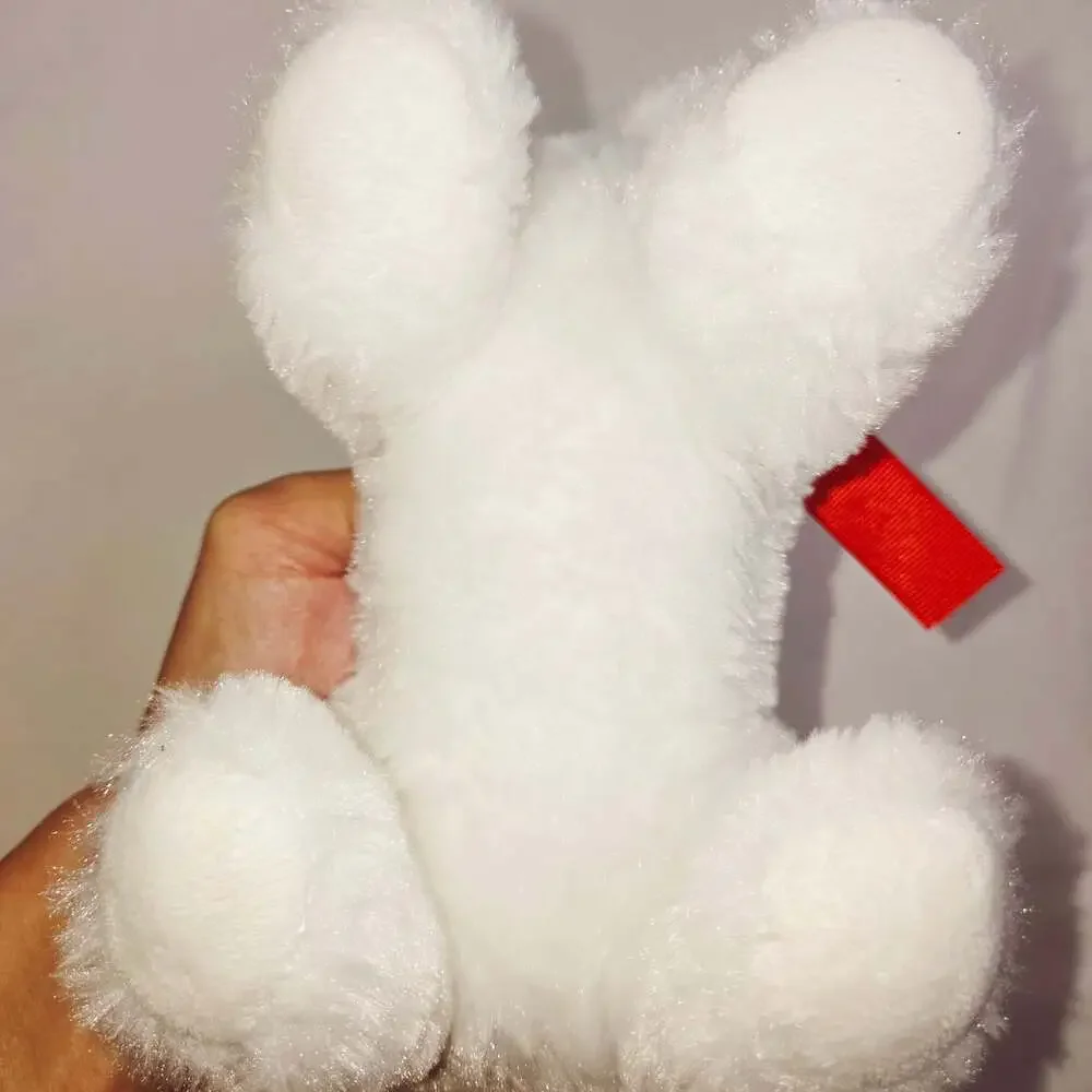 The Petting Zoo White Puppy Dog Plush with Red Ribbon